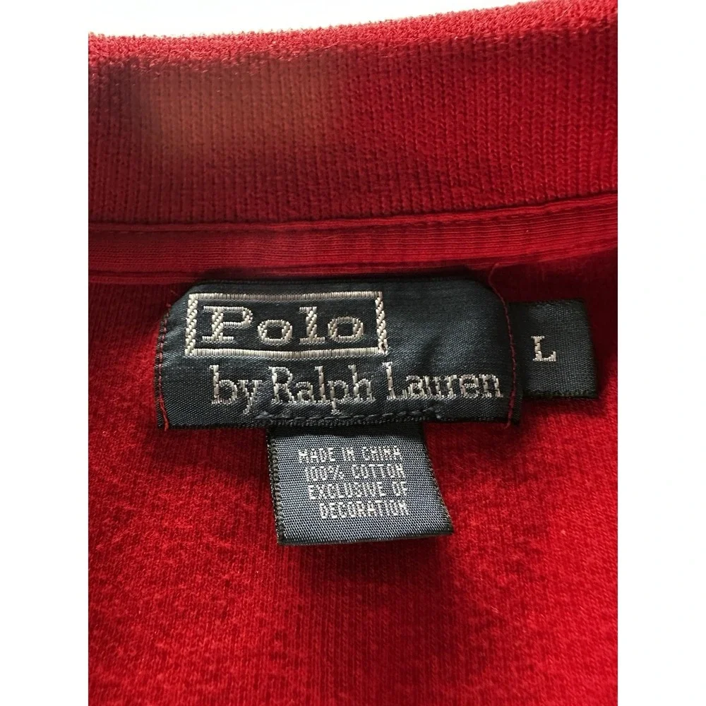 VTG 90s‎ Polo Ralph Lauren Sweater Mens Large Red Quarter Zip Cotton Pullover